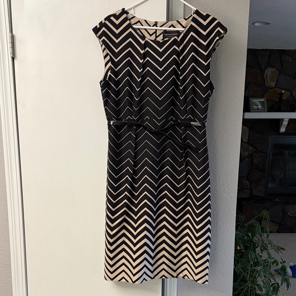 Black and Cream Chevron Dress